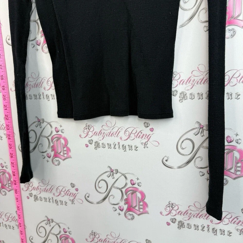 Free People long sleeve shirt stretchy Black Ribbed Scoop Neck Long Sleeve Top
